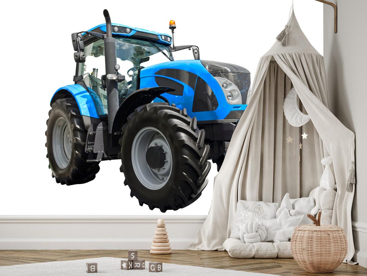 FOTOTAPETE für Jugendzimmer Blauer Traktor Landwirtschaft 100x70 - Blau/Schwarz, Papier (100/70cm) - Muralo