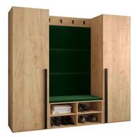 GARDEROBEN-SET 184/184/42 - Waldgrün/Eichefarben, Holz/Kunststoff (184/184/42cm) - MÖBEL KRYSPOL