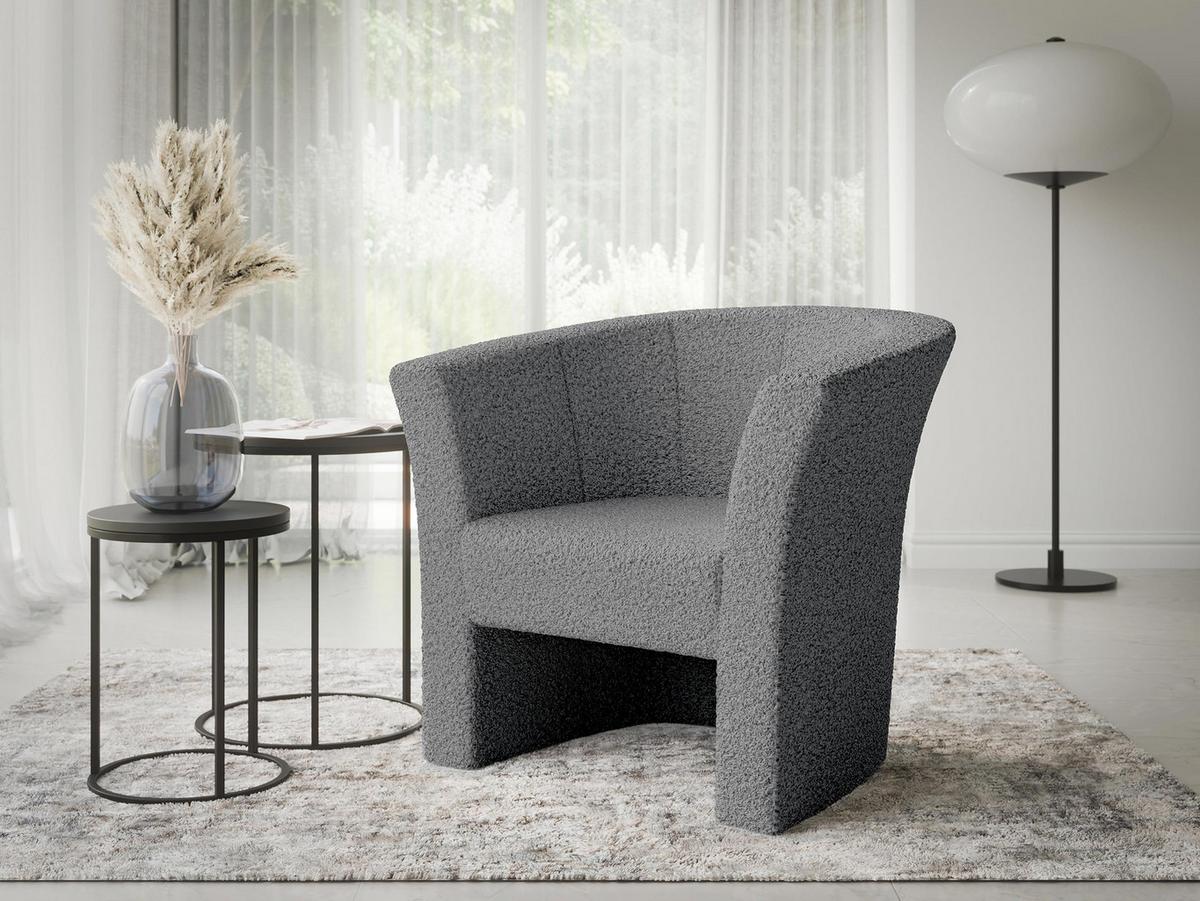 SESSEL Niko Boucle - Schwarz/Grau, Holzwerkstoff/Kunststoff (71/76/65cm) - MIRJAN24