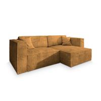 ECKSOFA NERIO P Gelb Kordstoff mit Schlaffunktion - Gelb/Grau, Holz/Kunststoff (245/148cm) - MASSENO