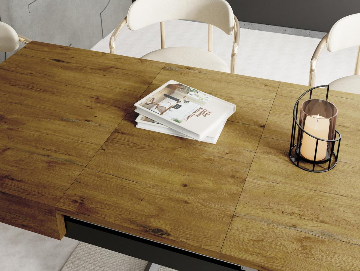 COUCHTISCH Cavetta X höhenverstellbar ausziehbar, Lancelot Eiche 120-200/80/27-76 cm - Eichefarben/Schwarz, Holzwerkstoff/Metall (80/120/76cm) - WFL GROUP