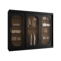 SCHWEBETÜRENSCHRANK Bahrajn 250 - Silberfarben/Schwarz, Holzwerkstoff/Kunststoff (250/200/62cm) - MIRJAN24