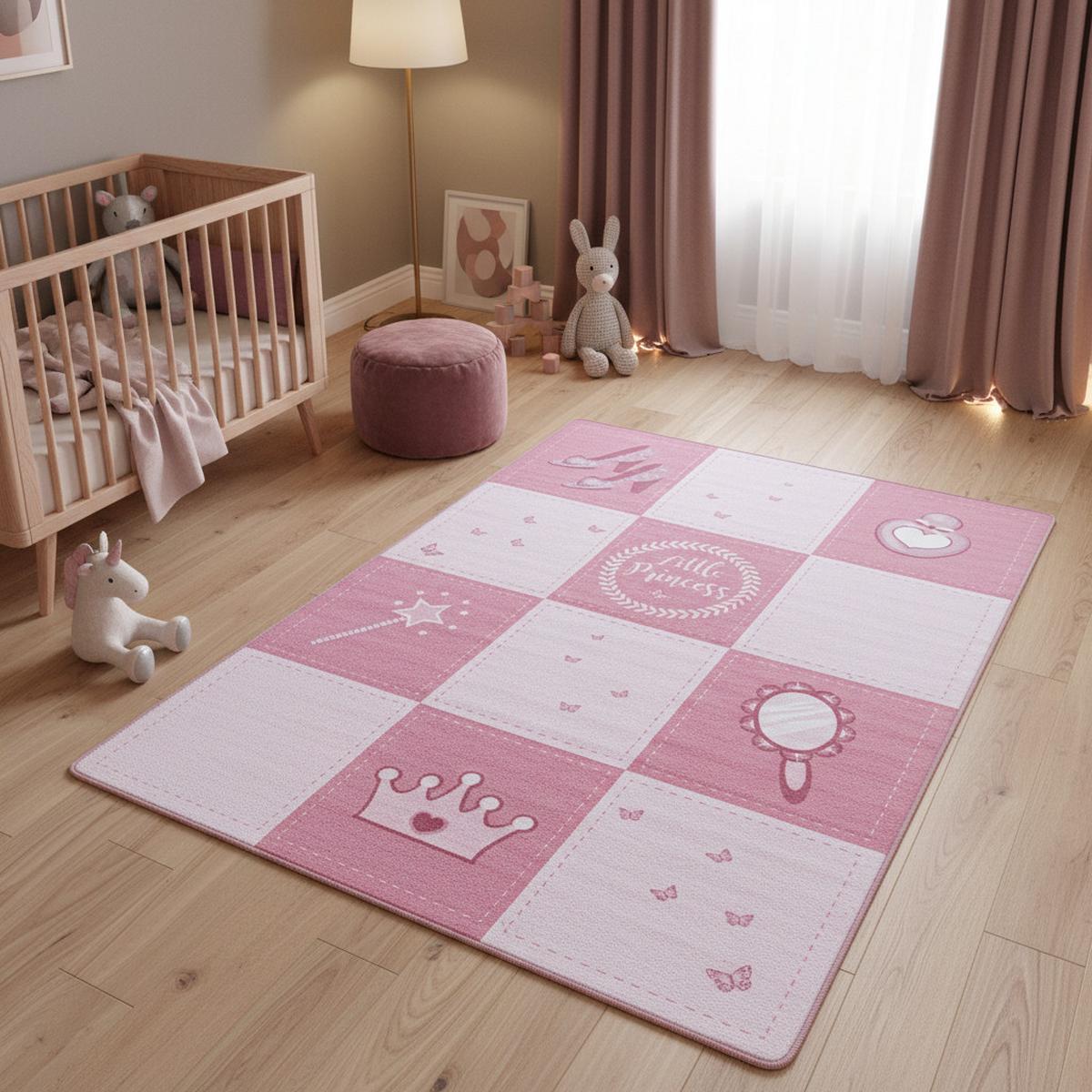 SPIELTEPPICH TRAUN in Rosa, mit Prinzessin-Motiv, 120 x 170 cm - Rosa, Textil (120/170cm) - KADIMA DESIGN