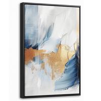 LEINWAND Bilder mit Rahmen - Gold - Blau - Aquarell - Kunst - Modern - 40x60 - Hellblau, Textil (40/60cm) - MuchoWow