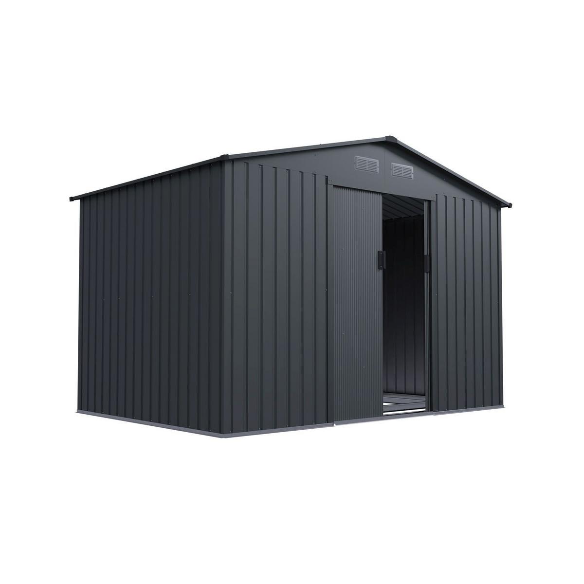 GERÄTESCHUPPEN XL dunkelgrau - Dunkelgrau, Metall (280/190/196cm) - Juskys