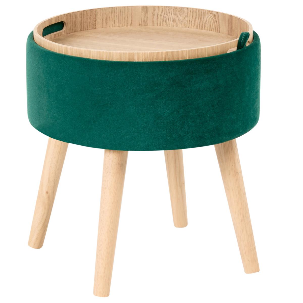 HOCKER Smaragdgrün Neely - Grün, Textil (39/43/39cm) - Beliani