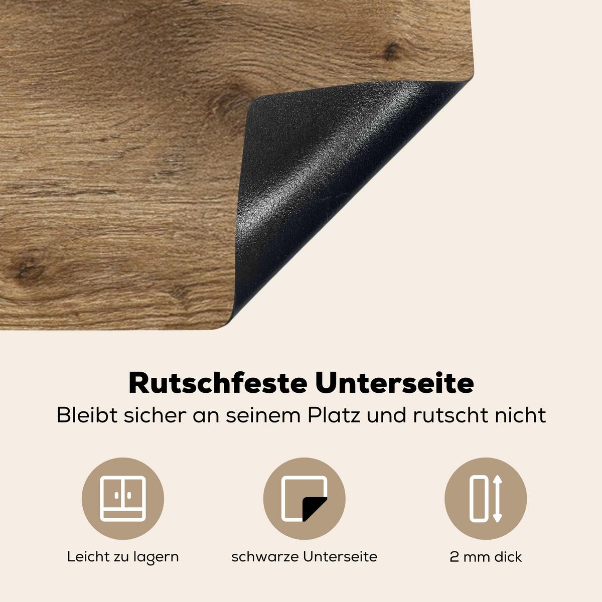 HERDABDECKPLATTE Holz - Braun - Holzoptik Induktionsmatte 83x51 cm - Eichefarben, Kunststoff (83/51.5/0.2cm) - MuchoWow