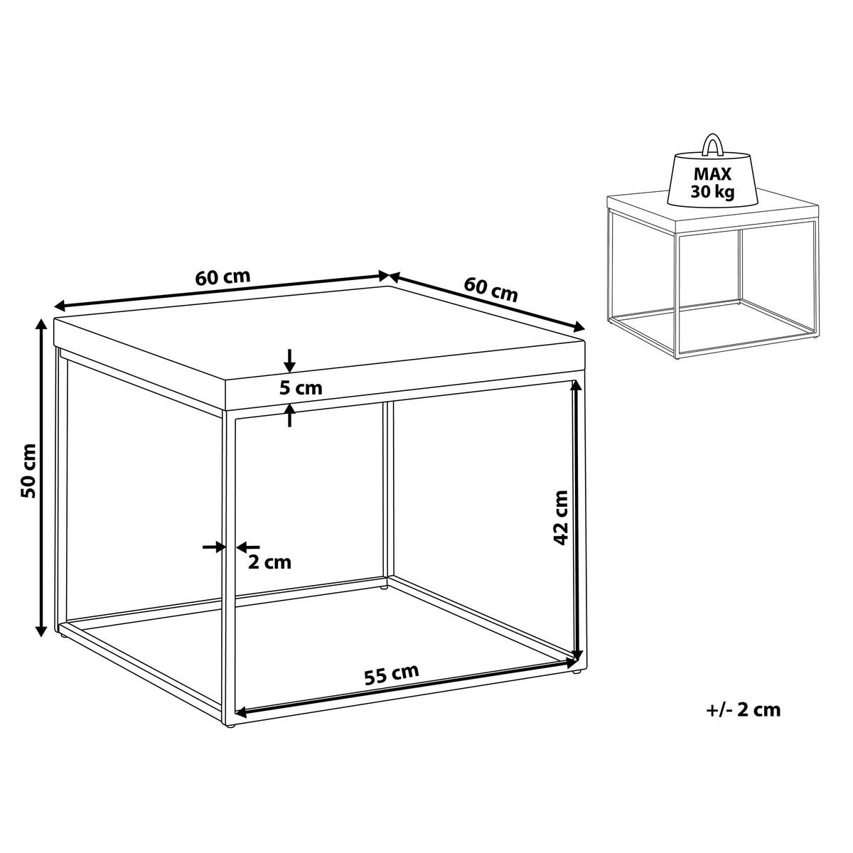 BEISTELLTISCH dunkler Holzfarbton/schwarz 60/60/50 cm Delano - Dunkelbraun/Schwarz, Holzwerkstoff (60/60/50cm) - Beliani