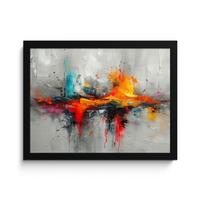 POSTER MIT RAHMENGERAHMTES BILD Moderne Kunst - Orange - Grau - Abstrakt 40x30 cm - Hellgrau, Papier (40/30cm) - MuchoWow