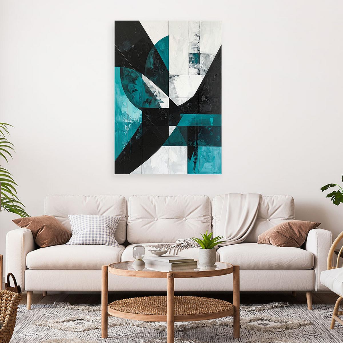 LEINWANDBILD 3D und geometrisch 70x100cm - Türkis, Textil (70/100cm) - Feeby
