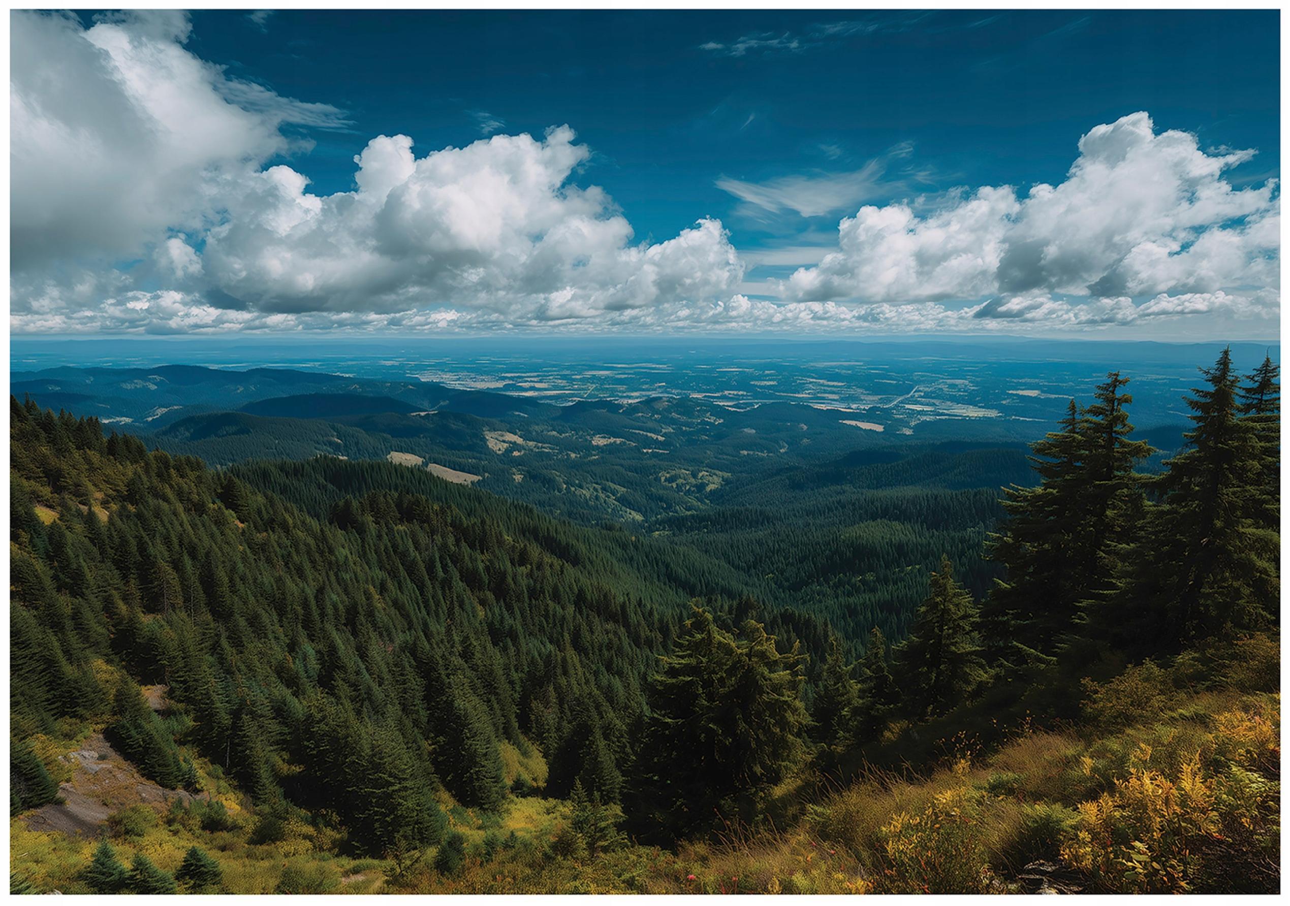 FOTOTAPETE Landschaft Wald Blau 300x210 cm - Multicolor, Papier (300/210cm) - Wallarena
