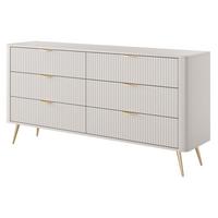 SIDEBOARD LANTANA 163/81/38 cm mit 6 Schubladen Beige - Beige, Holzwerkstoff (163/81/38cm) - MASSENO