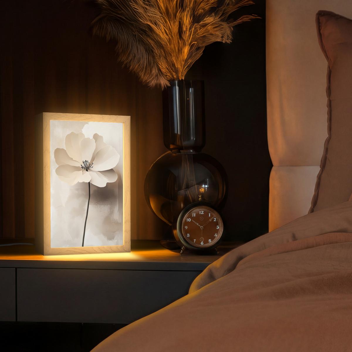 TISCHLEUCHTE Blume - Beige - Farbe - Schatten 20x30 cm - Alteiche, Holzwerkstoff (8/20/30cm) - OnlyWow