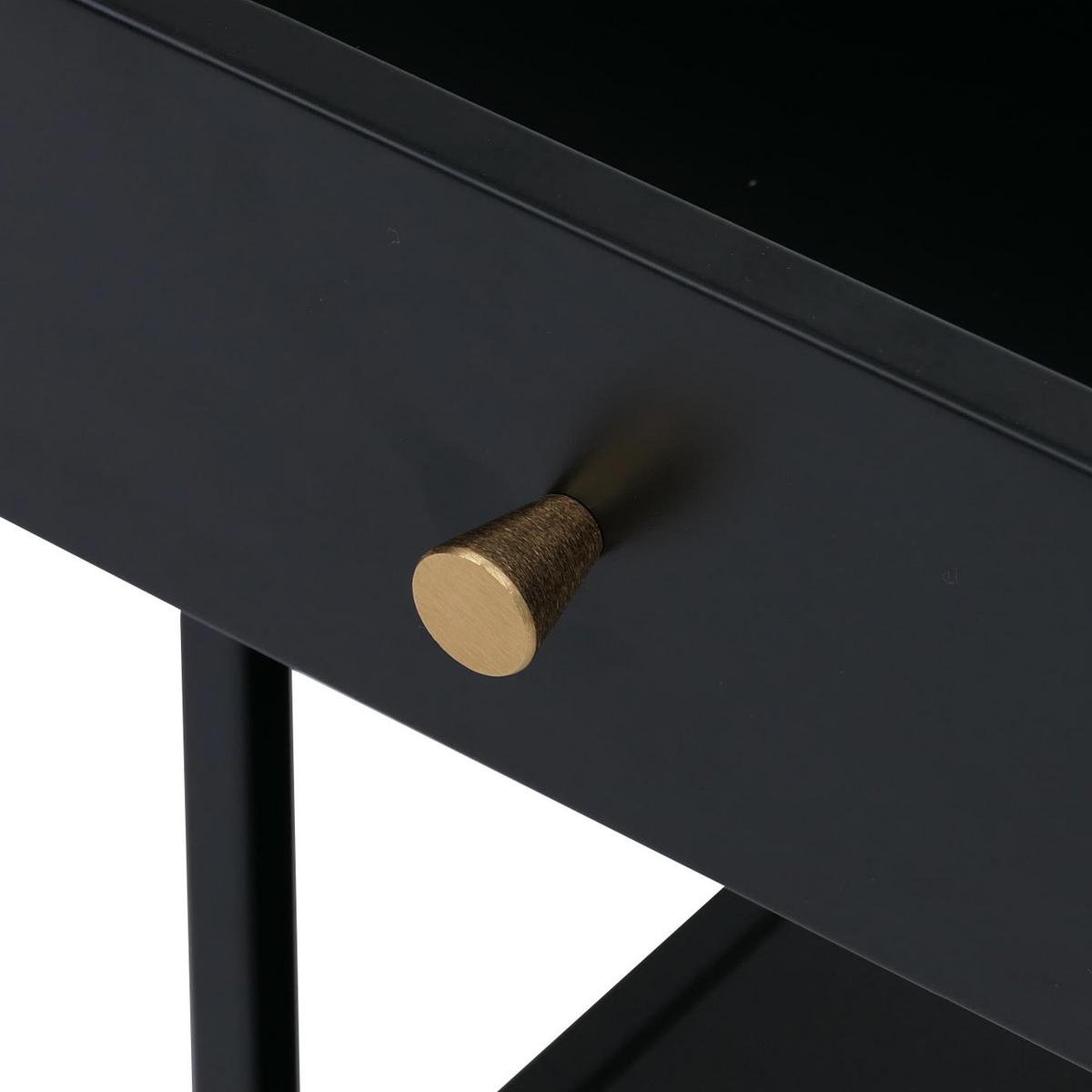 NACHTTISCH rechteckig Schwarz - Schwarz, Metall (43/50/41cm) - MCW