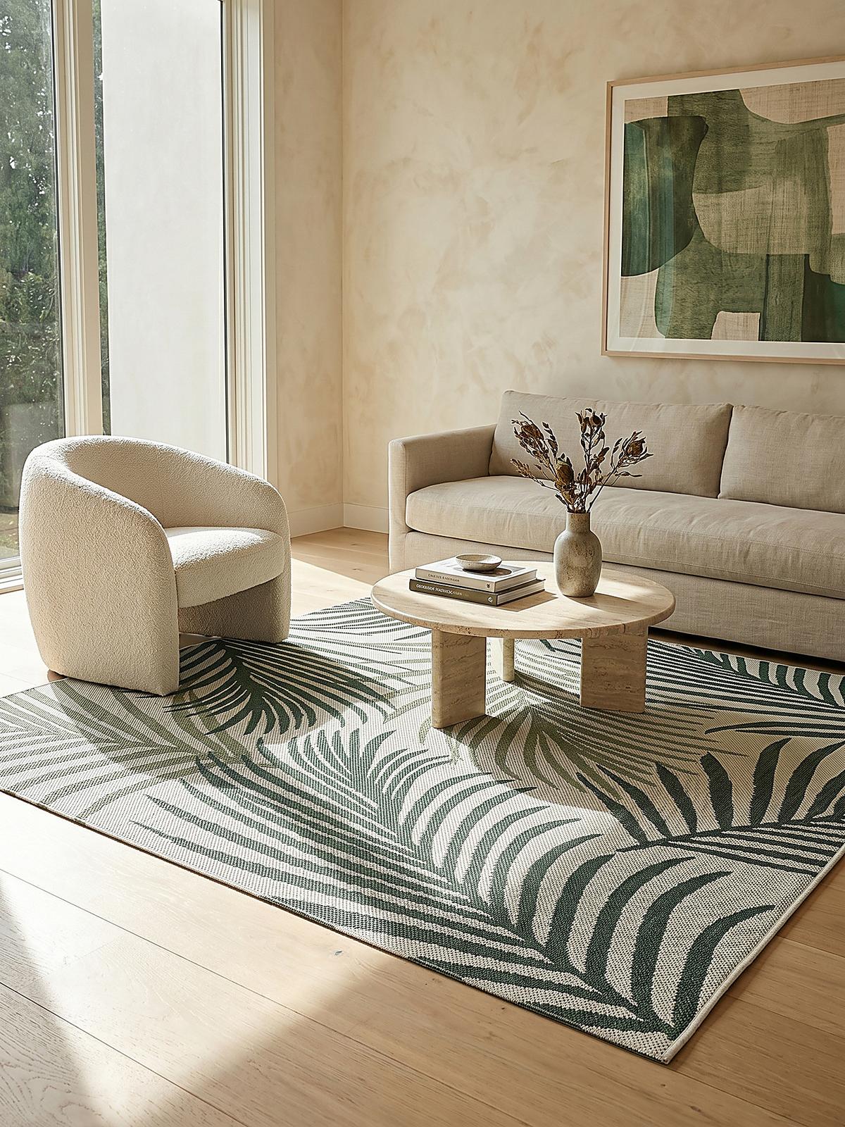 TEPPICHLÄUFER Palmblätter BORNO Polypropylen Grün 80 x 200 cm - Grün, Textil (80/200cm) - KADIMA DESIGN