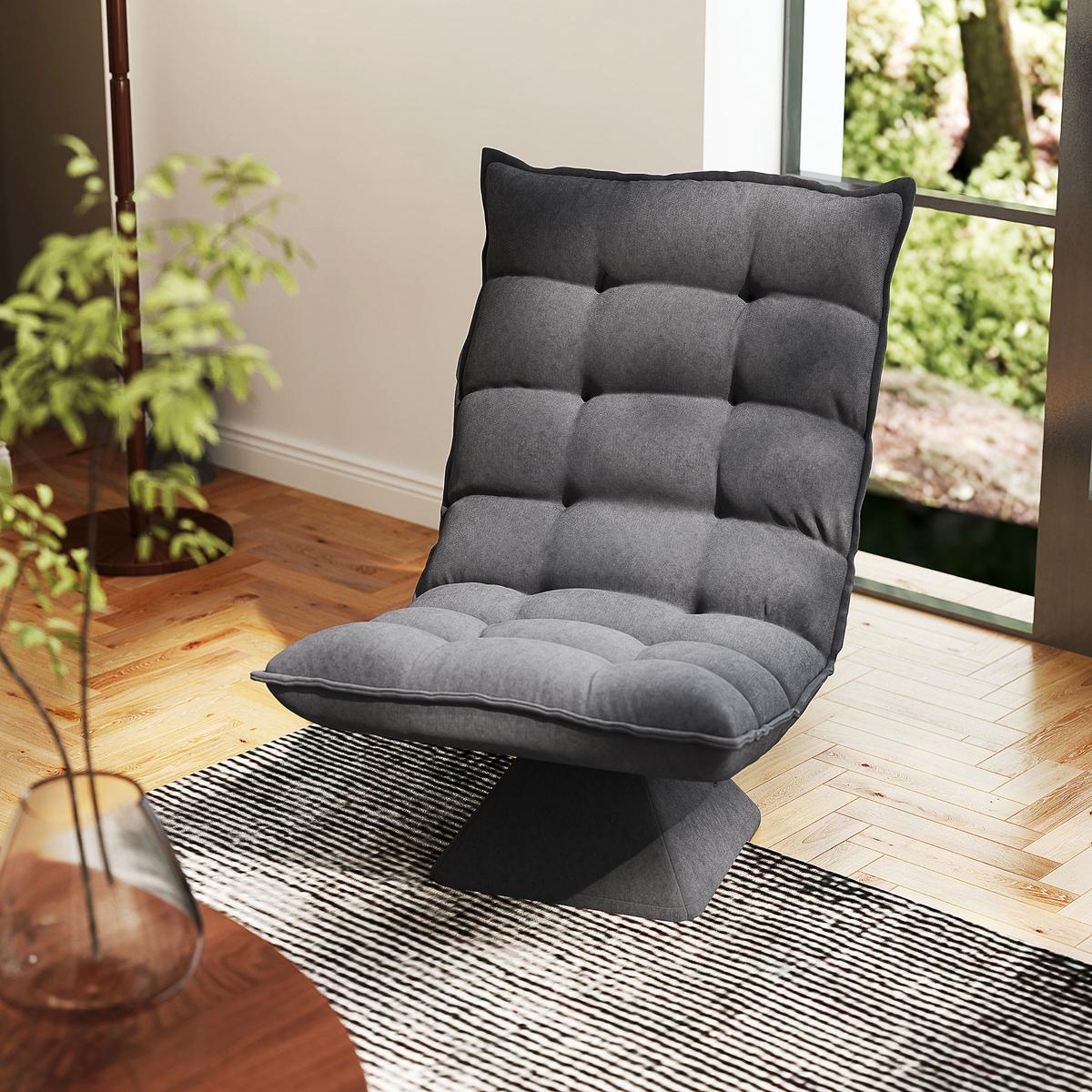 RELAXSESSEL mit Verstellbarer Rückenlehne für Wohnzimmer, Büro Grau - Grau, Metall (70/95/62cm) - HOMCOM
