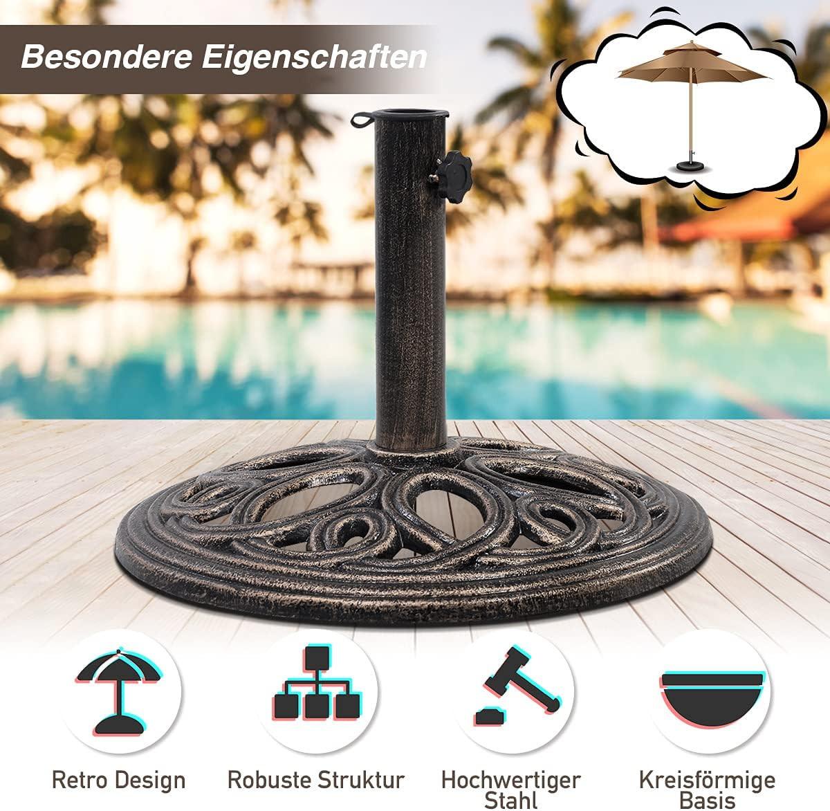 SONNENSCHIRMSTÄNDER Marktschirmständer Braun - Braun, Metall (60/32/46cm) - COSTWAY