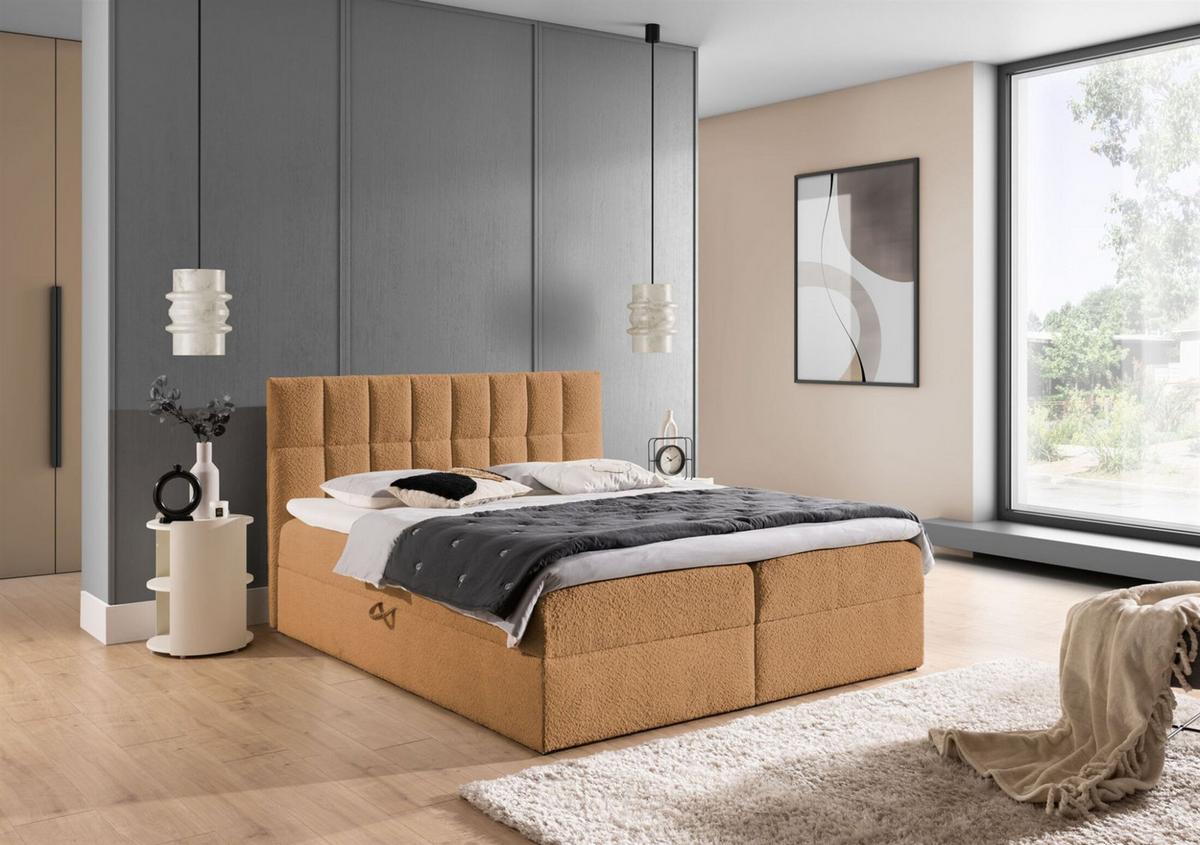 BOXBETT Dominga - Aubergine, Holzwerkstoff/Textil (160/200cm) - Fun Möbel