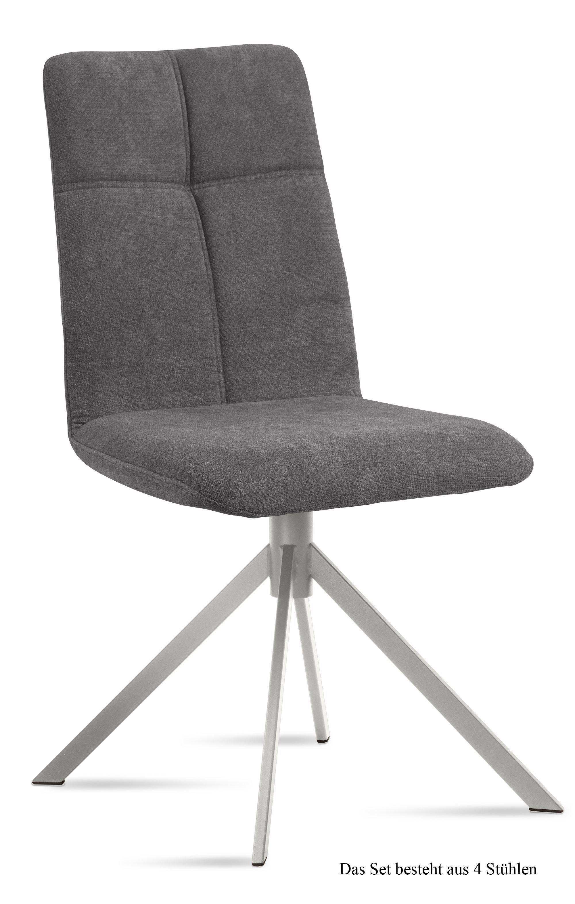 ESSZIMMERSTUHL (4er-Set) Dorine 47x92x60 Edelstahl/Grau - Edelstahlfarben/Grau, Kunststoff (60/92/47cm) - 58aufmkessel