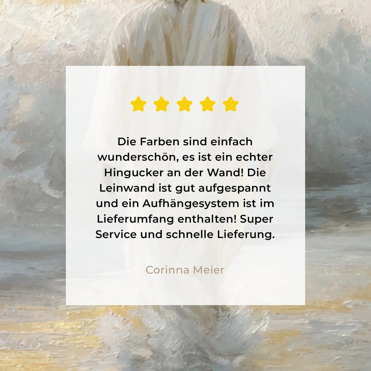 LEINWANDBILD Gemälde - Welle - Jesus - Abstrakt Wandbild Wohnzimmer 60x80 cm - Goldfarben, Textil (60/80cm) - MuchoWow