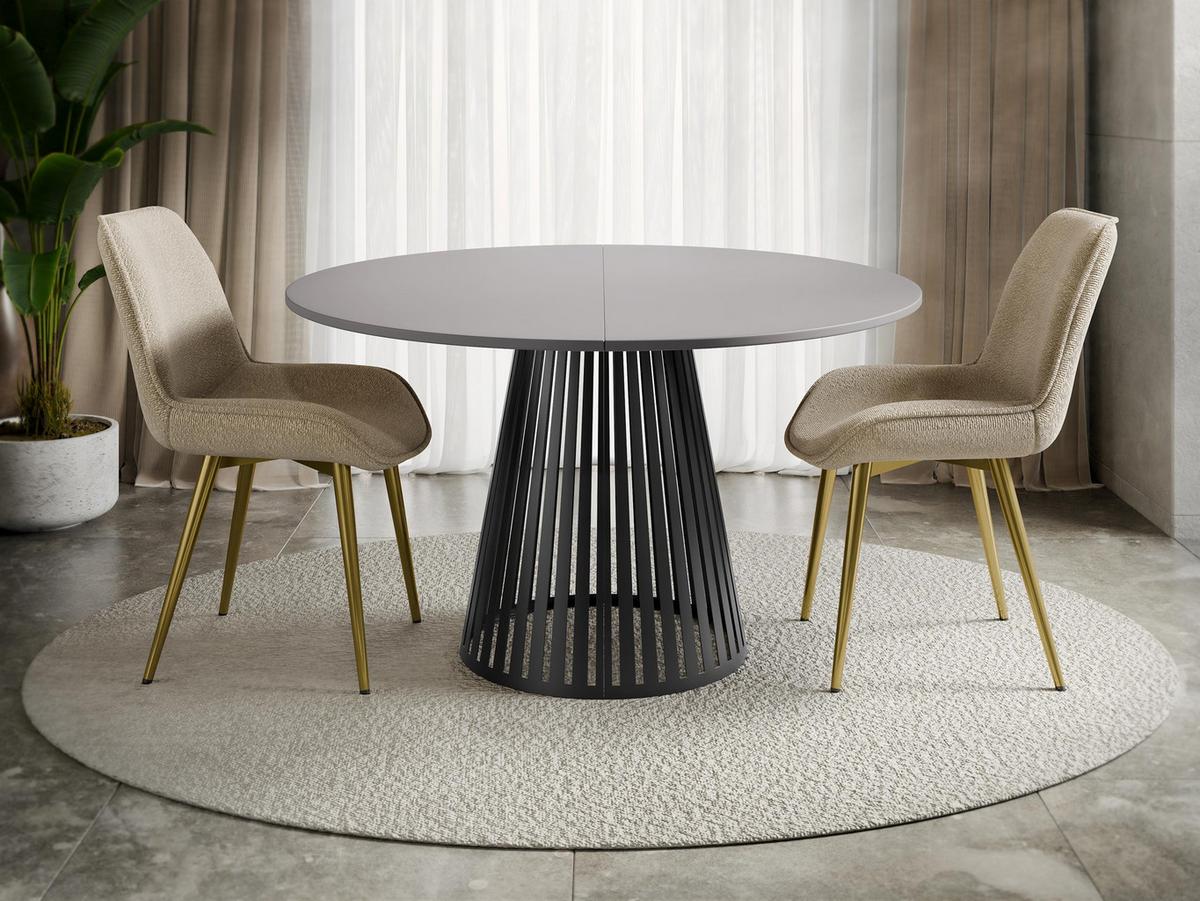 ESSTISCH ausziehbar Cone 100 - Hellgrau/Schwarz, Holzwerkstoff/Metall (100/100/76cm) - MIRJAN24