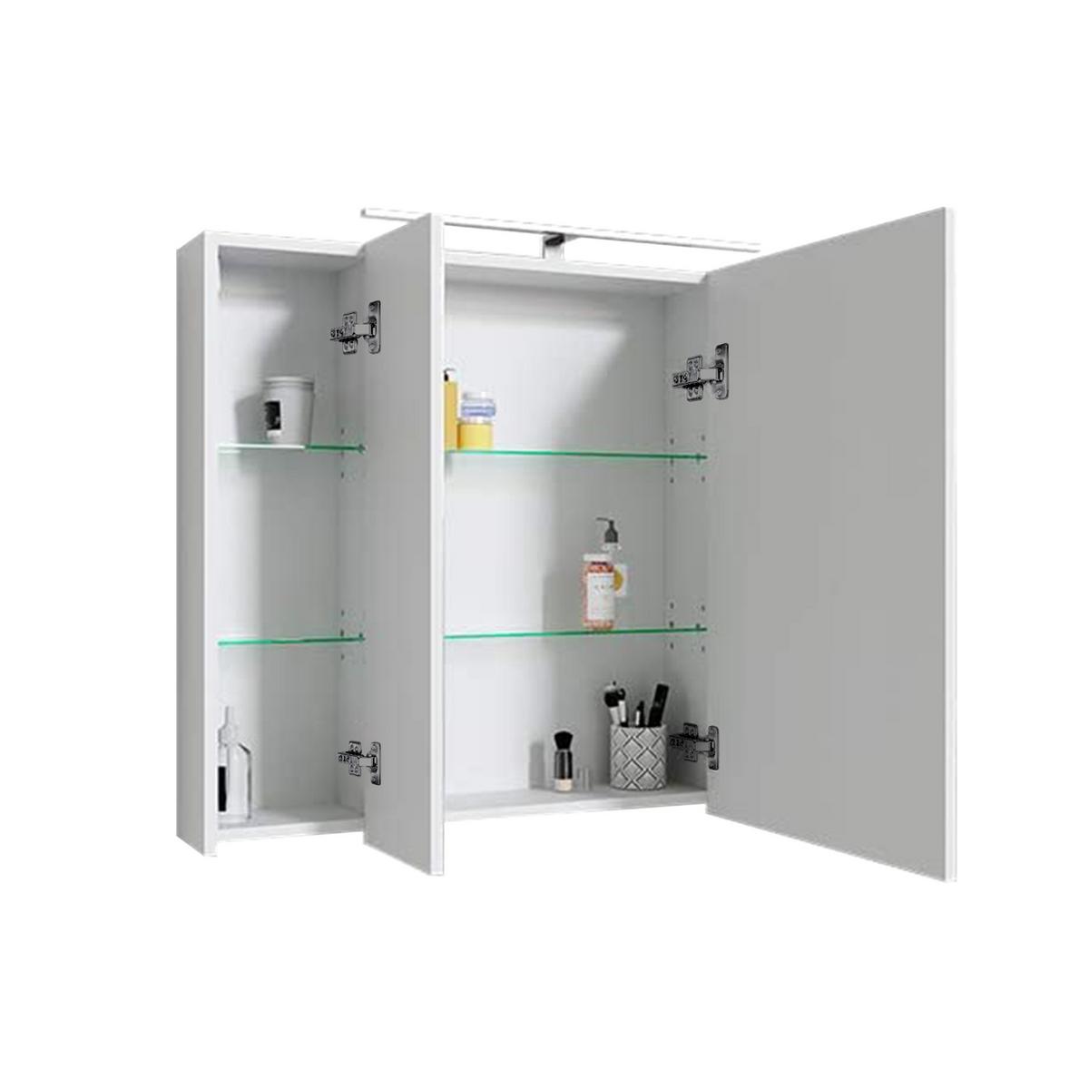 SPIEGELSCHRANK - Weiß, Holzwerkstoff (90.4/72/15cm) - ML-DESIGN