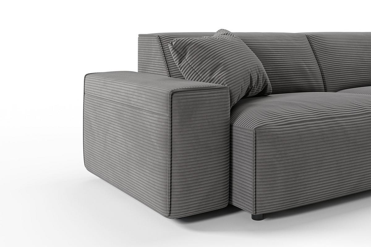 SOFA RANI Grau Cord - Dunkelgrau/Schwarz, Kunststoff/Textil (256/71/101cm) - KAWOLA