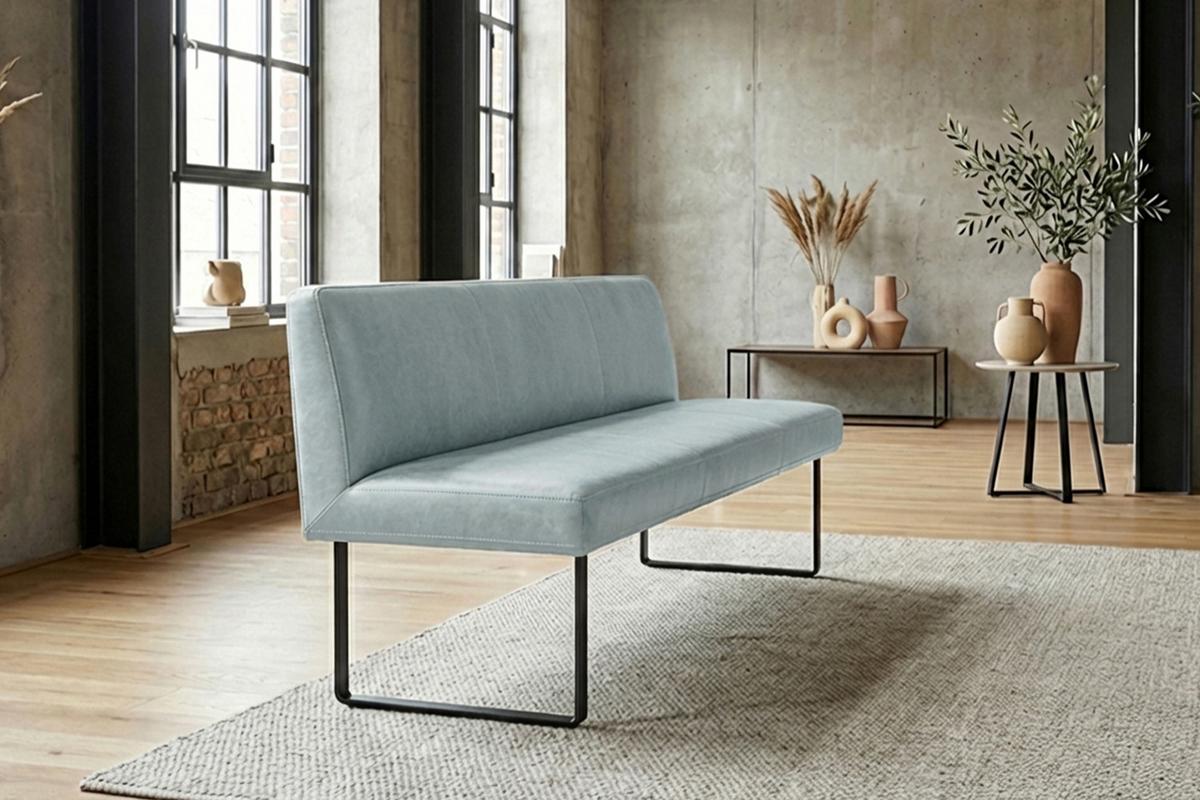 ESSZIMMERBANK ELEEN Hellblau Leder - Hellblau, Leder (223/85/69cm) - KAWOLA