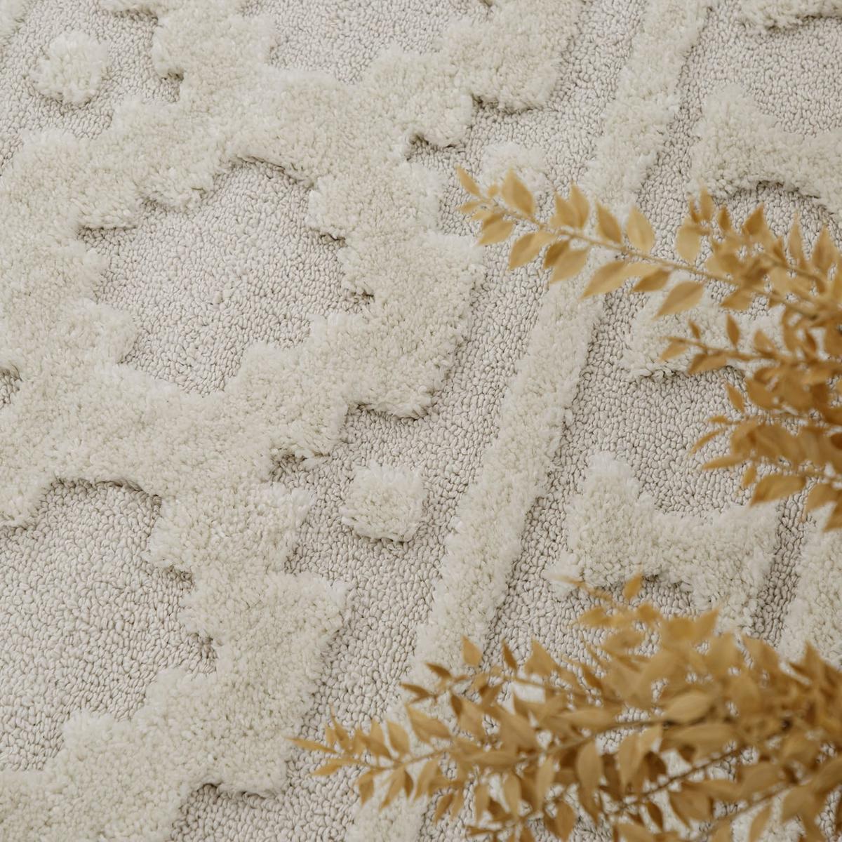 HOCHFLORTEPPICH, mit 3D-Struktur, aus Polypropylen, Creme, 60 x 100 cm - Beige, Textil (100/60cm) - KADIMA DESIGN