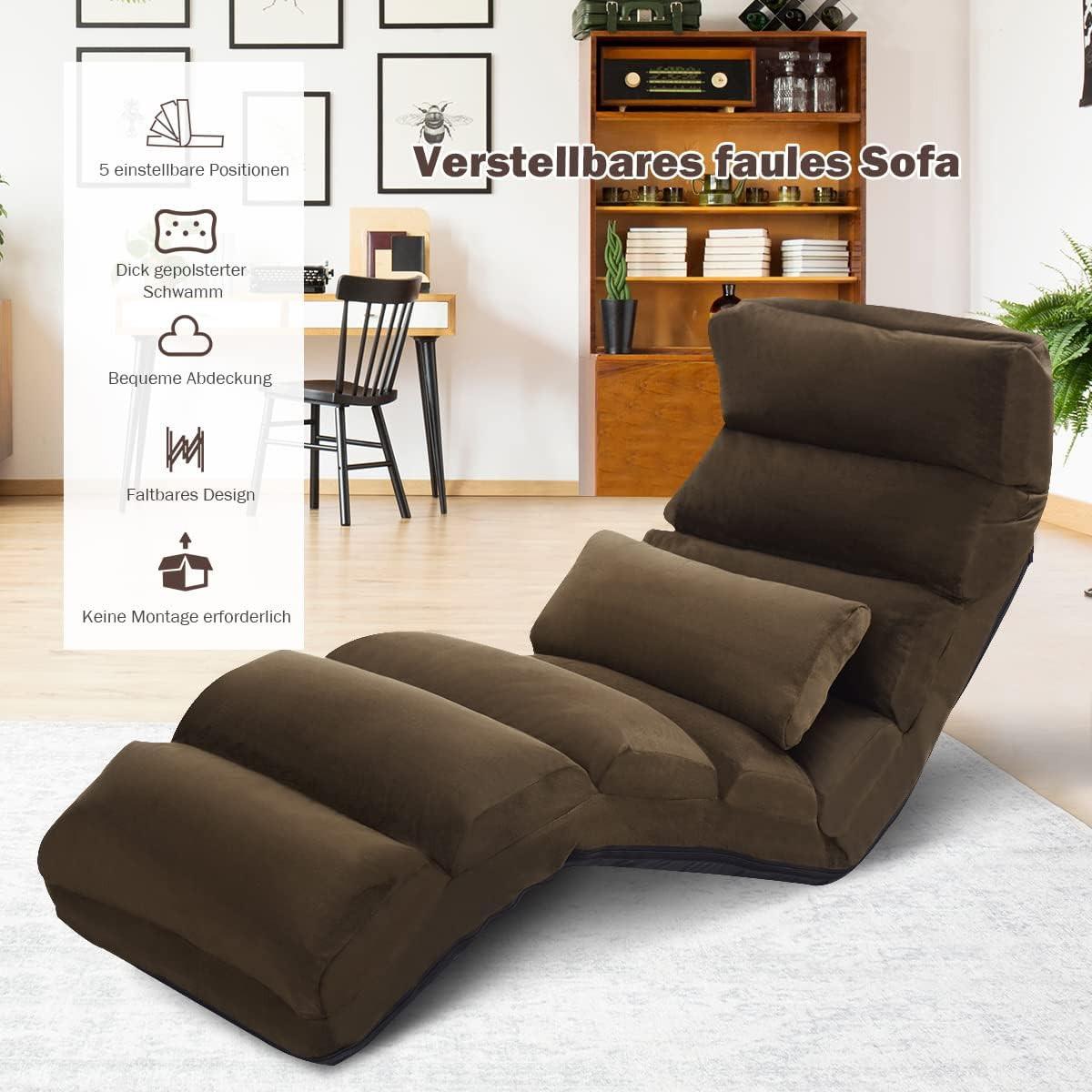 BODENSTUHL 5-Fach einstellbar Braun - Braun, Leder (175/20/55cm) - COSTWAY