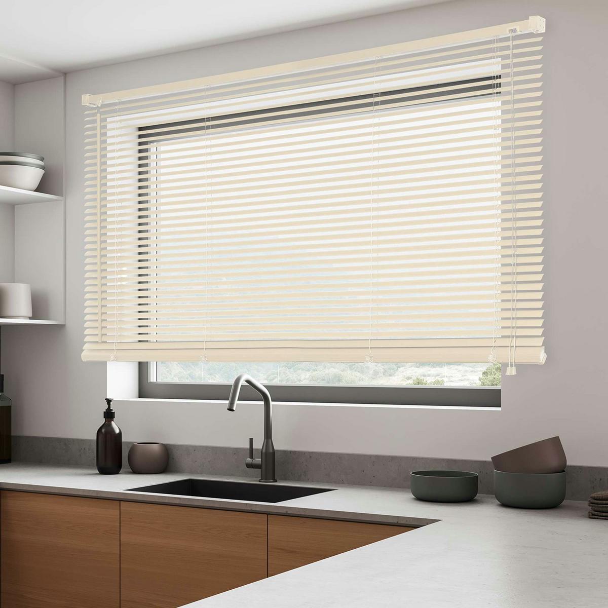 JALOUSIEN vinyl venetianische mit Beige Zugschnur 105x160 - Beige, Kunststoff (105cm) - STORESDECO