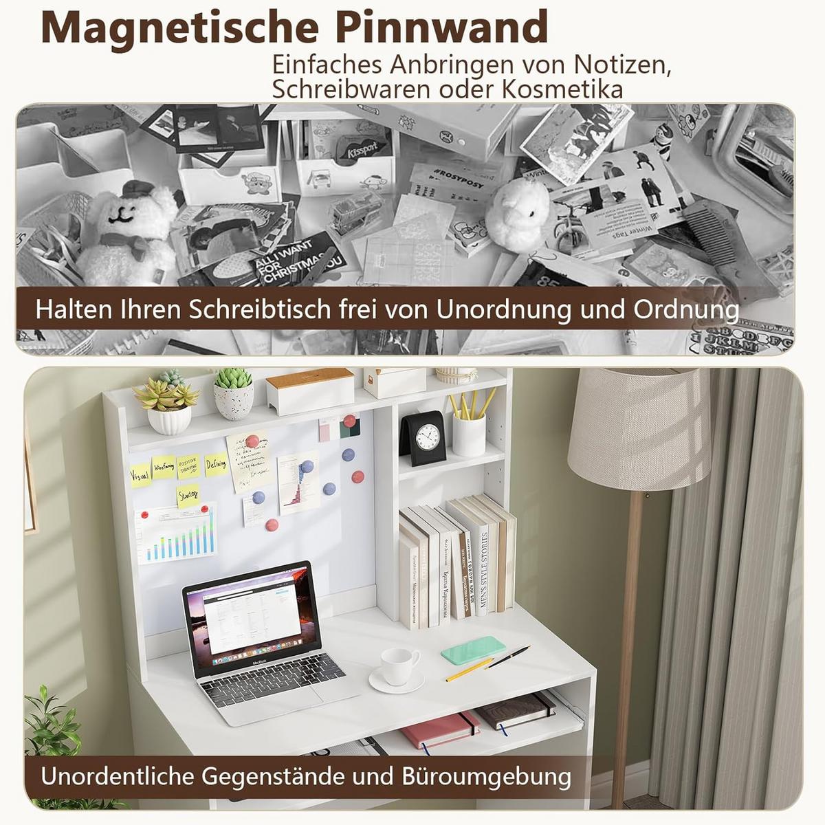 COMPUTERTISCH weiß - Weiß, Holzwerkstoff (50/89/138cm) - COSTWAY