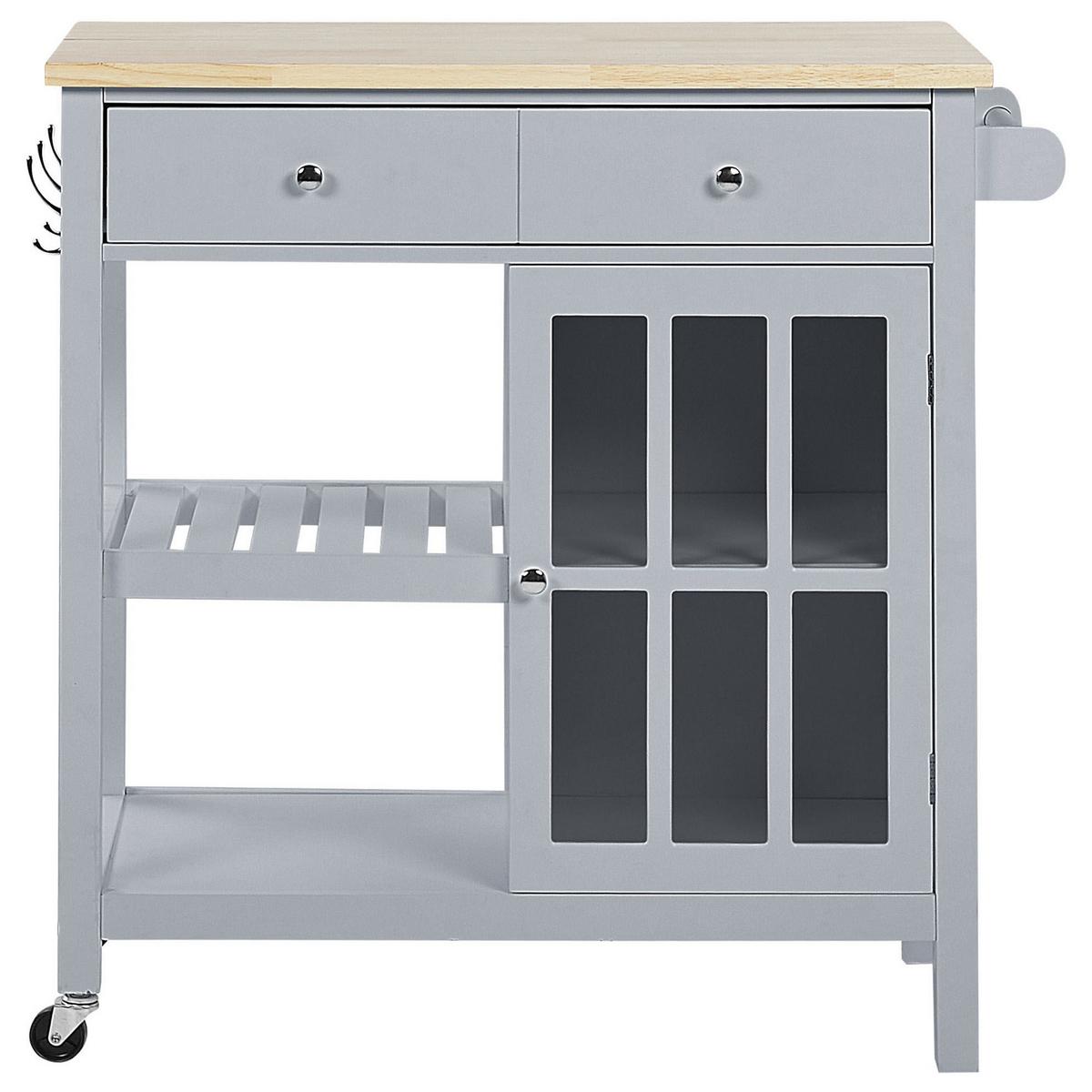 SERVIERWAGEN Grau Genoa - Dunkelgrau/Braun, Holzwerkstoff (80/88/43cm) - Beliani
