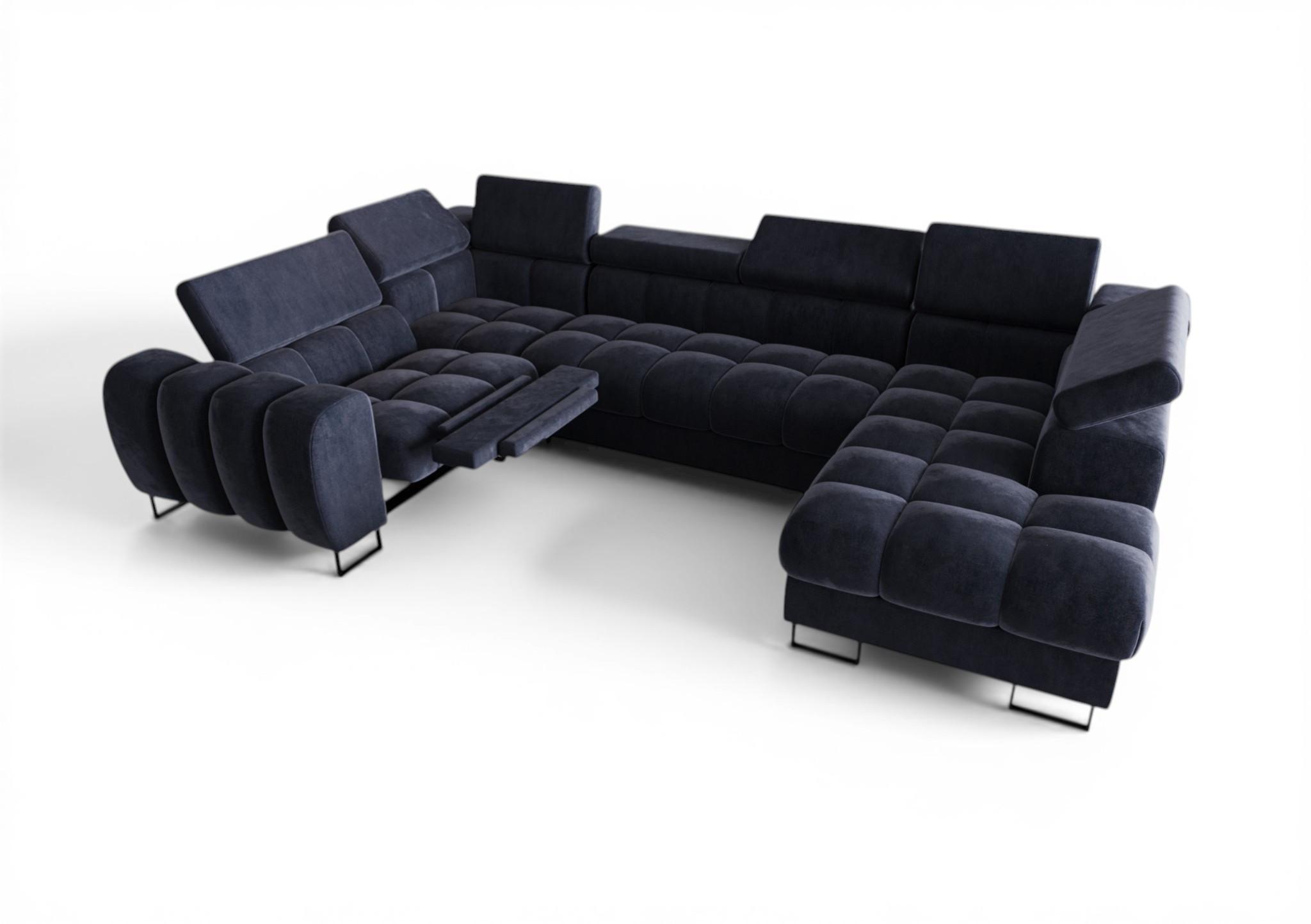 WOHNLANDSCHAFT Bastien Relax - Blau, Holzwerkstoff/Textil (350/95/198cm) - Fun Möbel