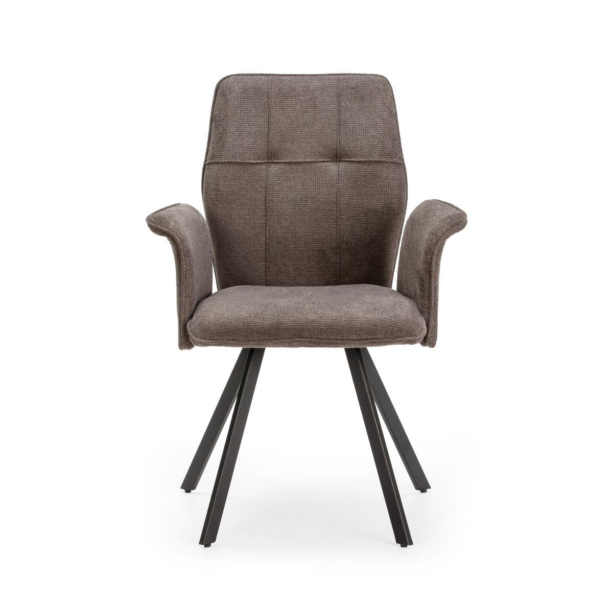 SESSEL (Set aus 2) aus stoff mit schwarzen metallbeinen - mery 62/60/47 cm - Dunkelgrau, Textil (60/47/62cm) - Calicosy
