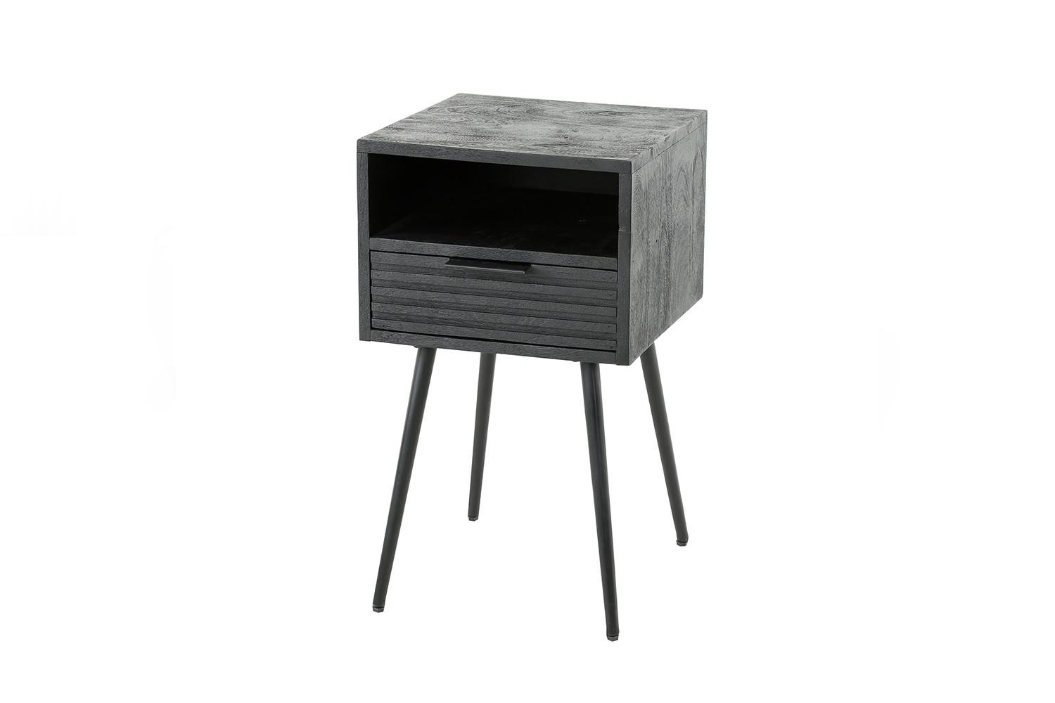NACHTTISCH MIENA Holz Mango - Schwarz, Holz (35/60/35cm) - KAWOLA