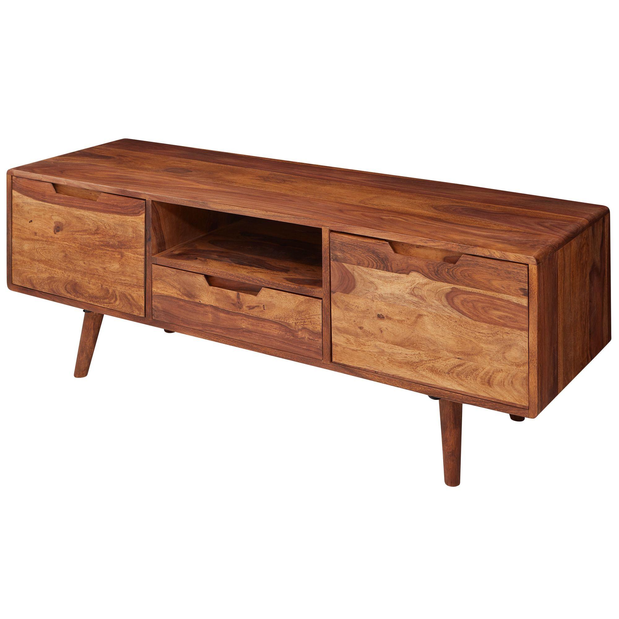 LOWBOARD Massivholz Landhausstil 135x51x45 cm mit Schublade und 2 Türen - Braun, Holz (135/51/45cm) - KADIMA DESIGN