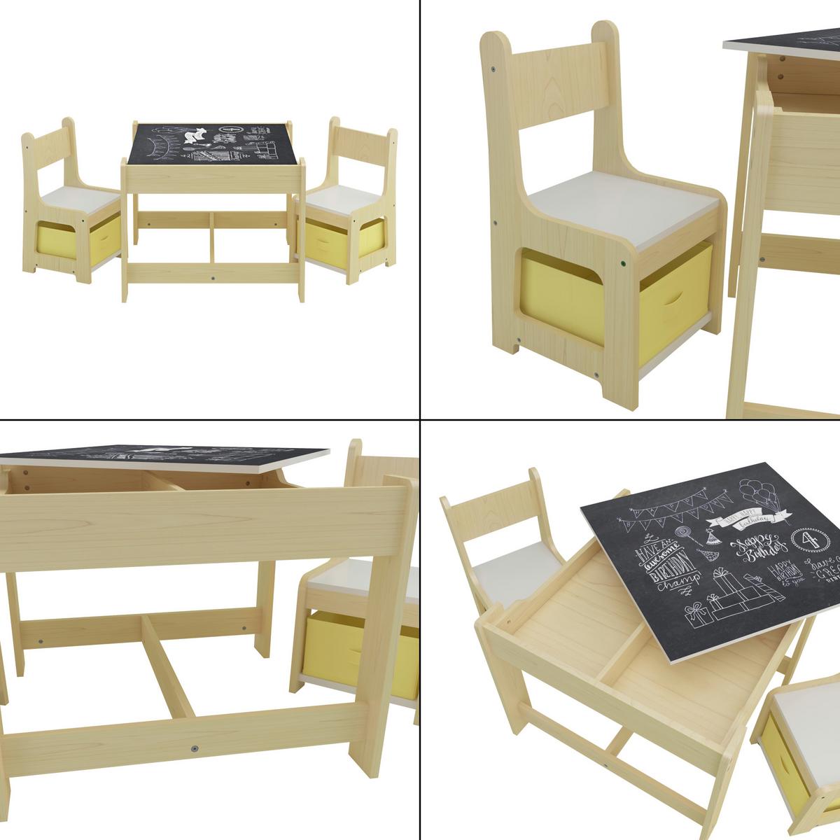 KINDERSITZGRUPPE 3 TLG. Irixoa - Dunkelgrau/Weiß, Holzwerkstoff (60.5/48/62.5cm) - [en.casa]
