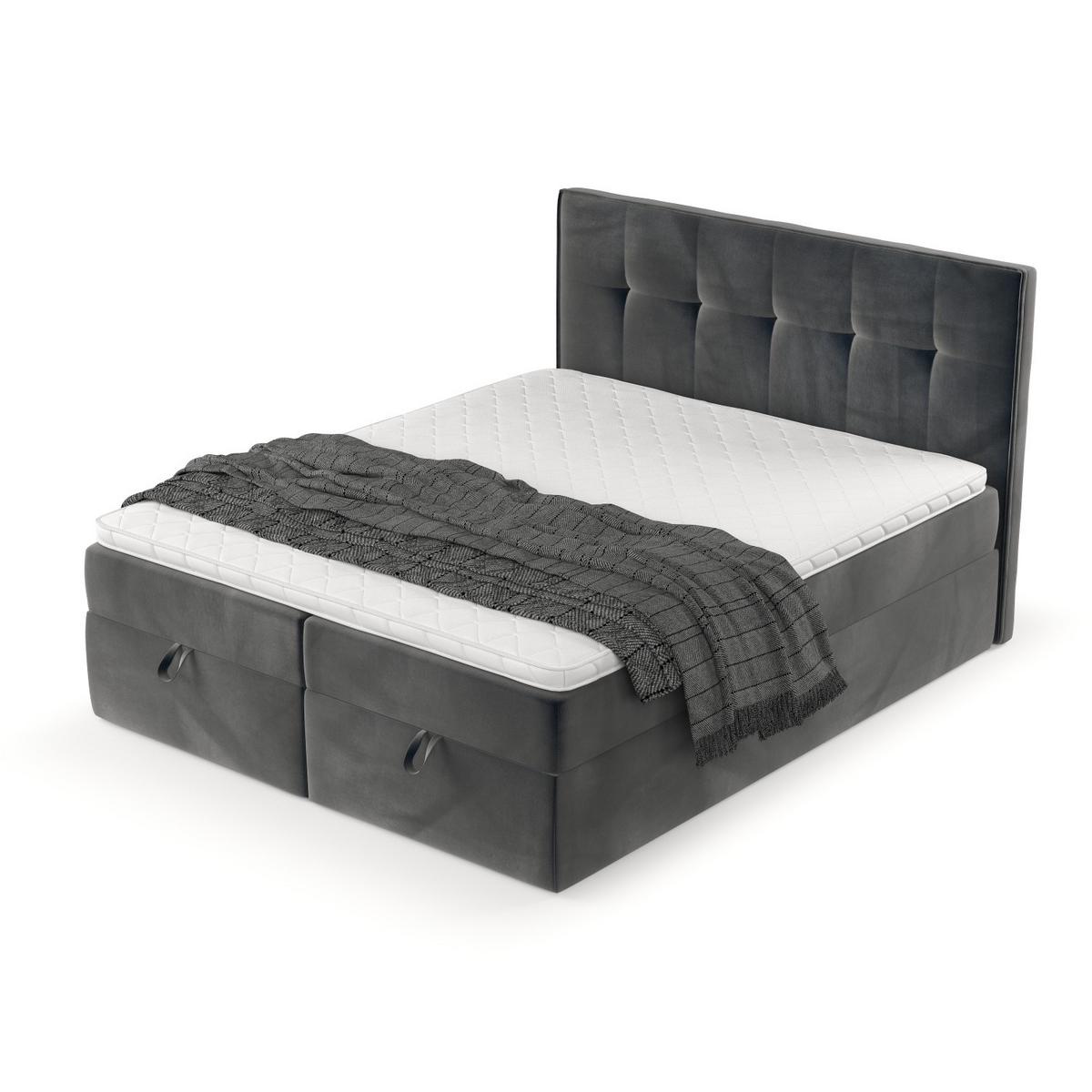 BOXBETT Tivra 160/200 cm Anthrazit im Paros Stoff - Anthrazit/Schwarz, Holz/Holzwerkstoff (160/200cm) - AltaBeds