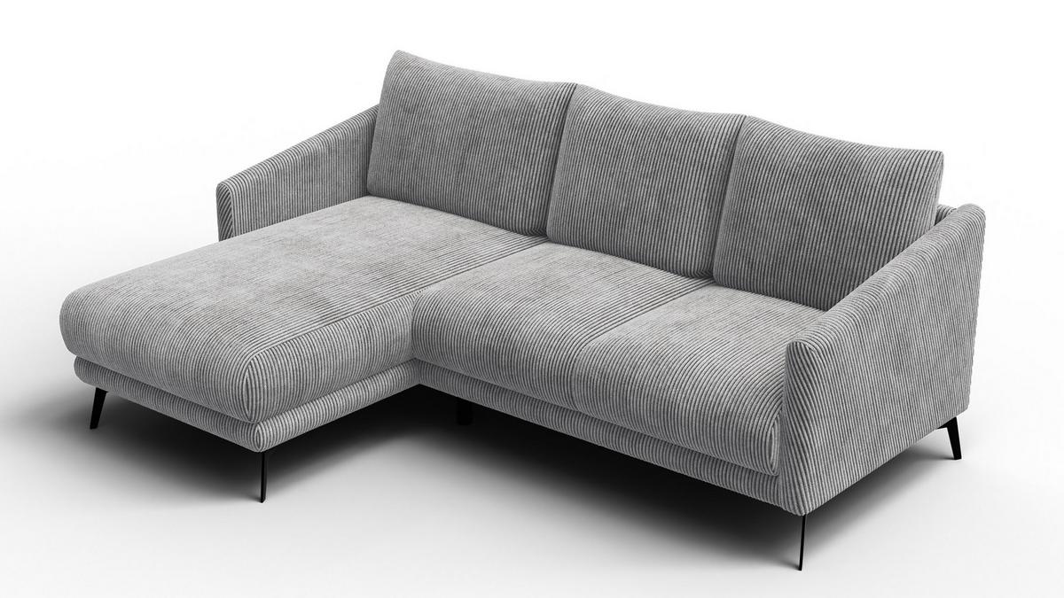 ECKSOFA VILT 3-Sitzer, hellgrau - Hellgrau/Schwarz, Holzwerkstoff/Textil (221/156cm) - Wozimo