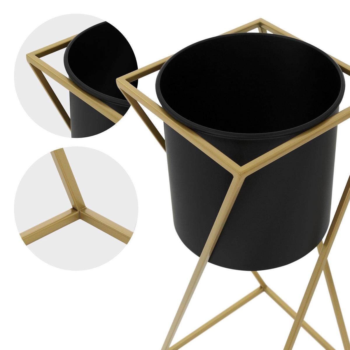 BLUMENSTÄNDER 2er Set - Goldfarben/Schwarz, Metall (24/24/70.5cm) - ML-DESIGN