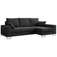 ECKSOFA Dorian Velvet Dunkelgrau - Dunkelgrau/Goldfarben, Textil/Metall (242/138cm) - MKS