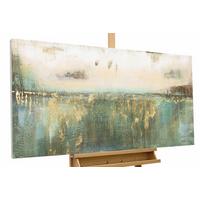 ÖLGEMÄLDE 120/60 cm - Türkis/Beige, Holz/Textil (120/60cm) - KUNSTLOFT