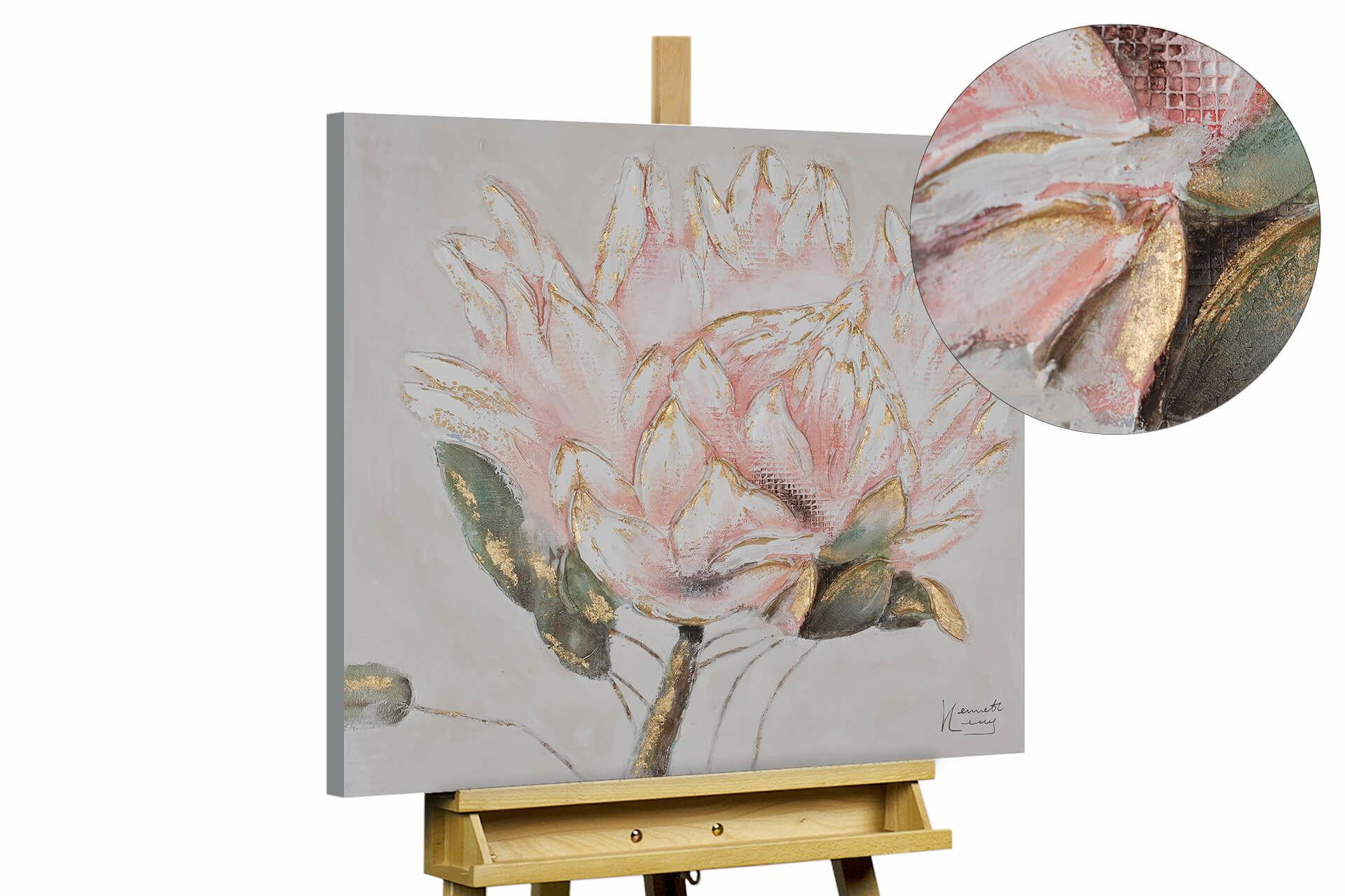 ACRYLBILD HANDGEMALT 60/60 cm - Pink/Weiß, Holz/Textil (60/60cm) - KUNSTLOFT
