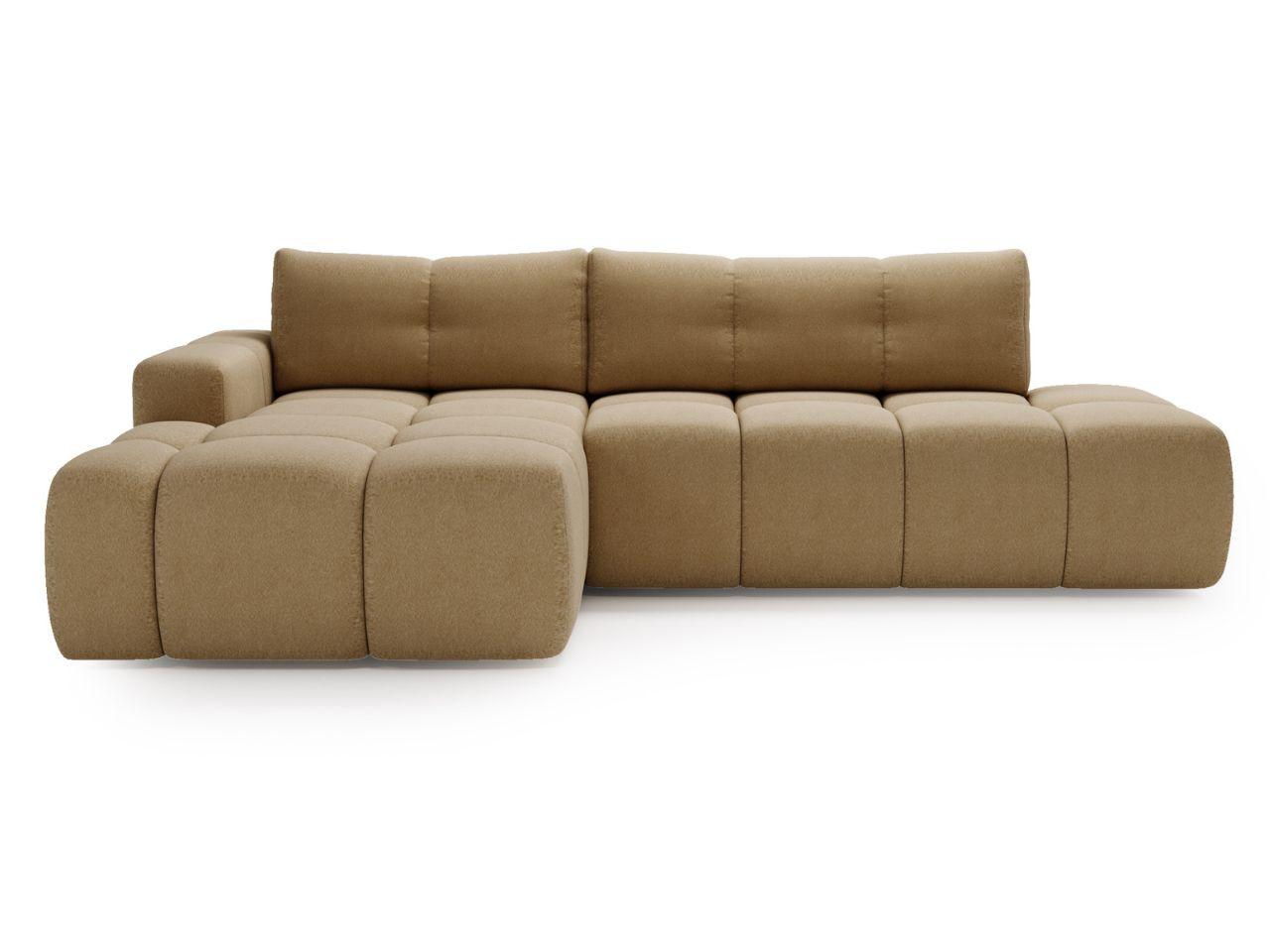 ECKSOFA Montero Bouclé-Stoff Hellbraun Links - Hellbraun, Holz/Textil (280/177cm) - Graingold