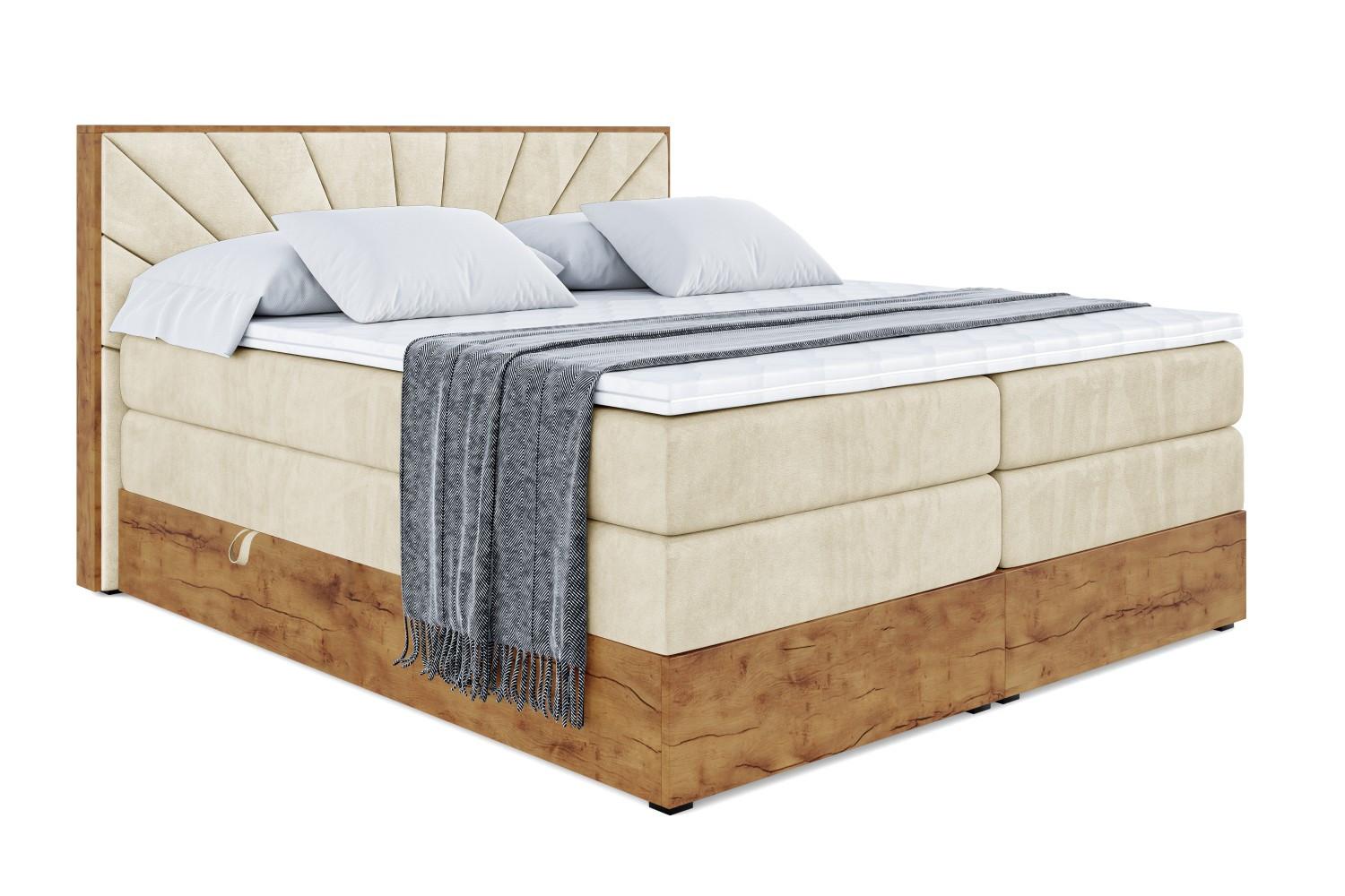 BOXSPRINGBETT mit Matratze H3|H4 und Lattenrost - LOLLI6 KING-180x200 - Beige Monolith - Beige, Holzwerkstoff (180/200cm) - ALTDECOR