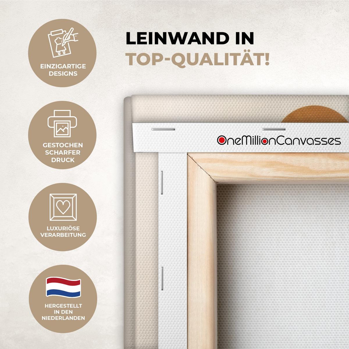 LEINWANDBILD Formen - Rund - Blätter - Beige Wandbild 40x30 cm - Rostfarben, Textil (40/30cm) - MuchoWow