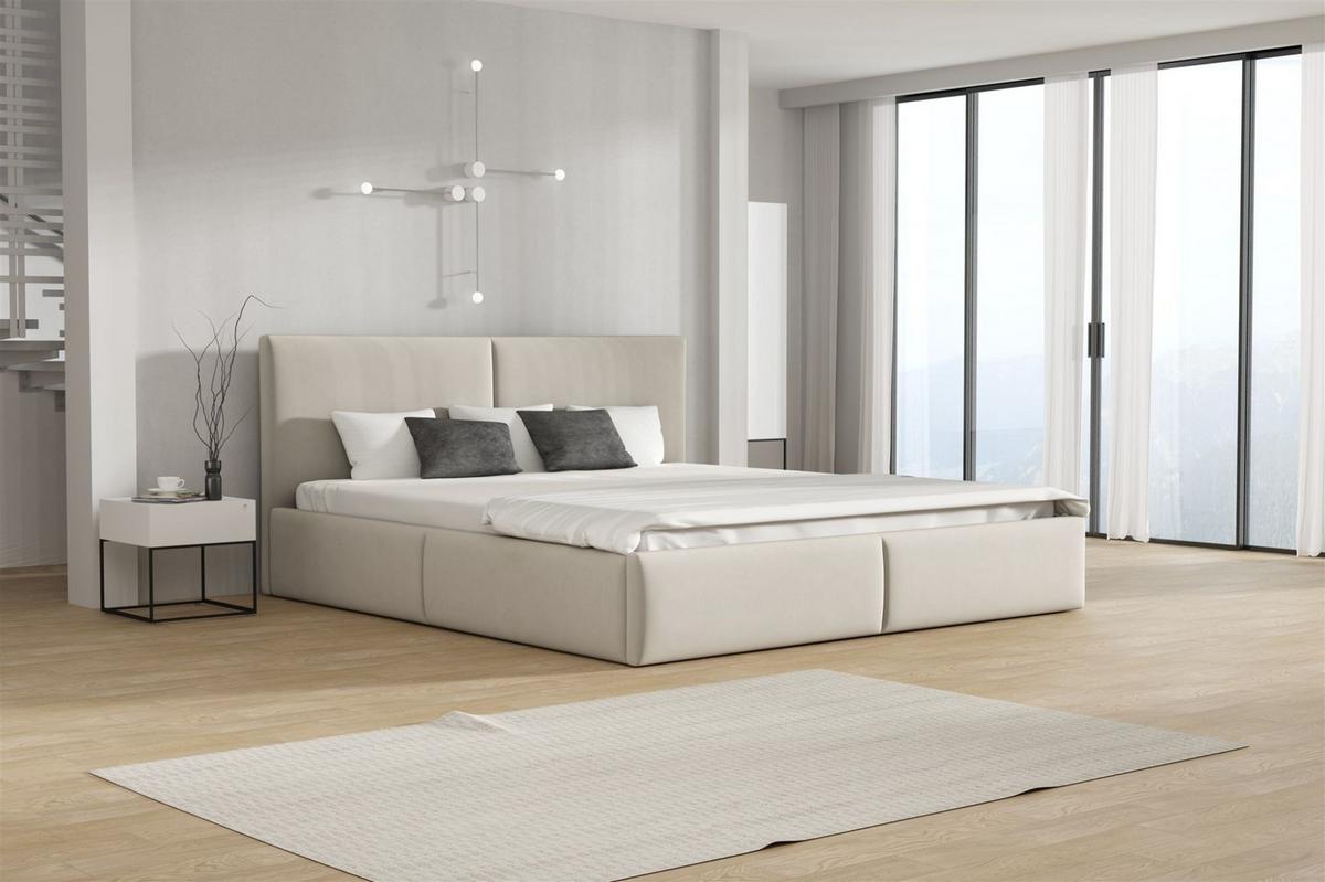 POLSTERBETT Bergen Magic Velvet Komplett - Beige, Holzwerkstoff/Textil (160/200cm) - Fun Möbel