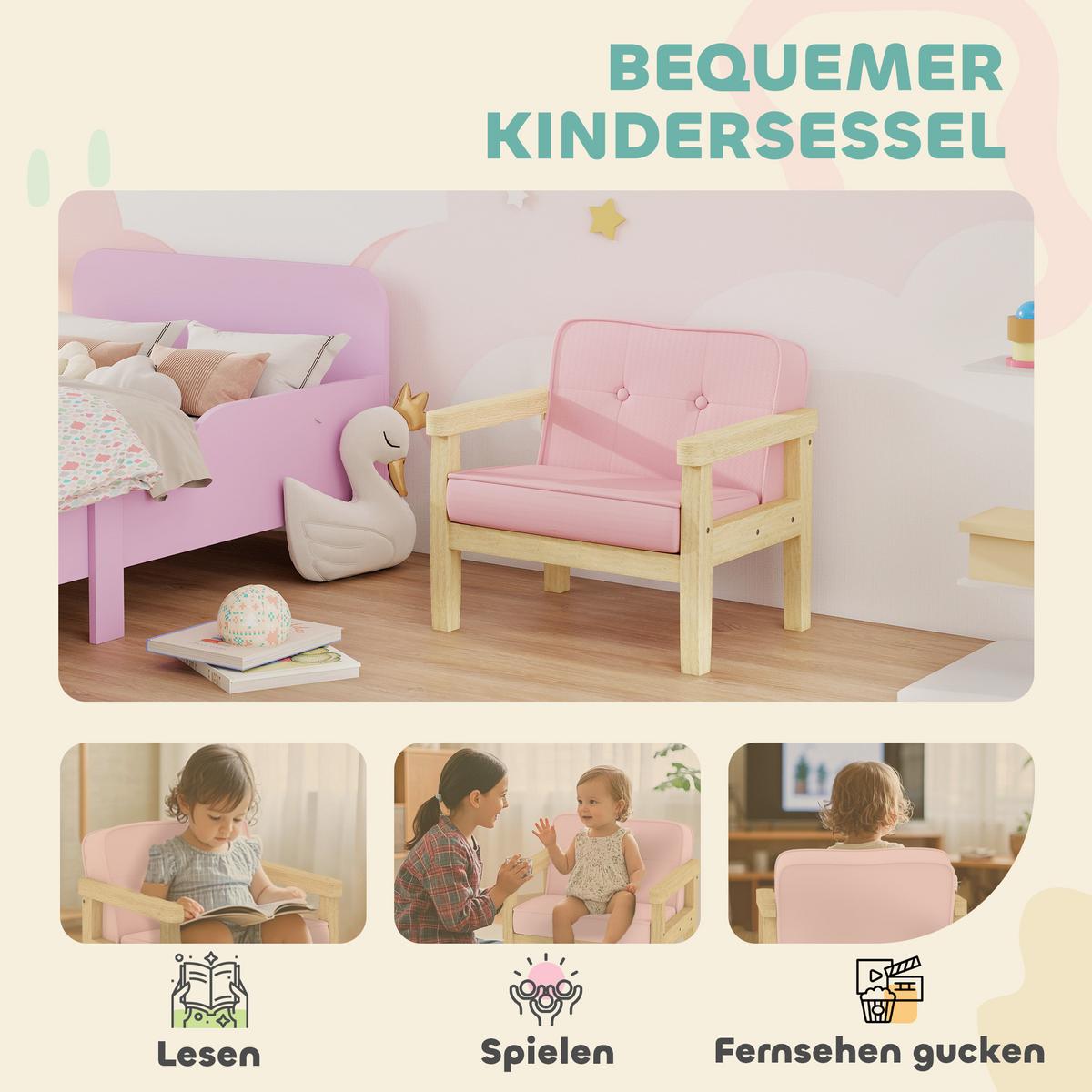 KINDERSESSEL Holzwerkstoff Cord Rosa - Rosa/Naturfarben, Holz/Holzwerkstoff (44/45/46.5cm) - AIYAPLAY