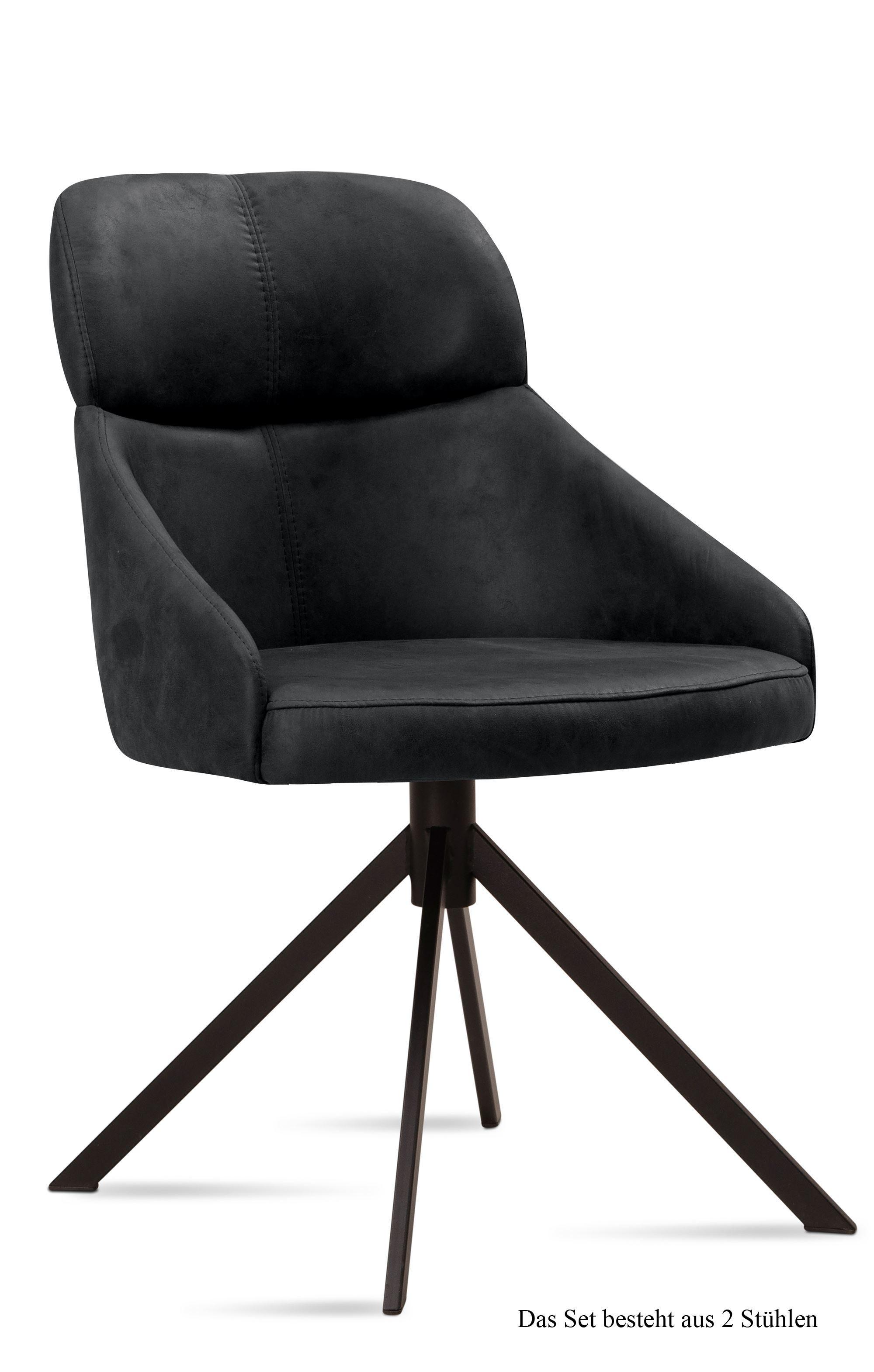 ESSZIMMERSTUHL (2er-Set) Deanna 52x82x63 Schwarz/Anthrazit - Anthrazit/Schwarz, Kunststoff (63/82/52cm) - 58aufmkessel